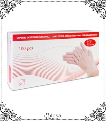 Cofares guantes de vinilo sin polvo talla M 100 unidades