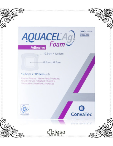 Convatec aquacel Ag foam adhesivo 12,5 cm x 12,5 cm 3 unidades