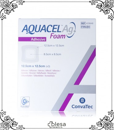 Convatec aquacel Ag foam adhesivo 12,5 cm x 12,5 cm 3 unidades