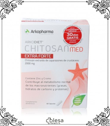 Arkopharma chitosan extra fuerte 500 mg 60 cápsulas