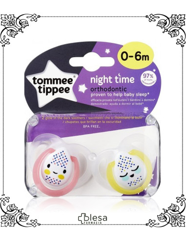 Tommee Tippee chupetes night 0-6 M 2 unidades