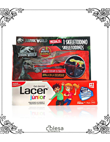 Lacer kit junior fresa 75 ml+dinosaurio de regalo