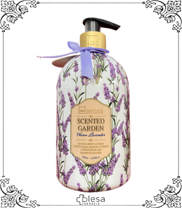 Loción de manos y cuerpo IDC Institute Scented Garden Warm Lavender 500ml, hidratación y aroma floral.