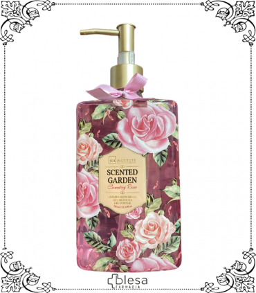 Gel de ducha IDC Institute Scented Garden Country Rose 780 ml, frescura y aroma a rosas.