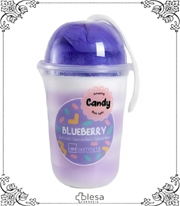 Pack IDC Institute Candy Blueberry, sales de baño + esponja 570 g, ¡Relajación dulce y afrutada!