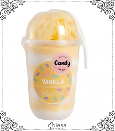 Pack IDC Institute Candy Vanilla, sales de baño + esponja 570 g, dulzura y suavidad envolvente.