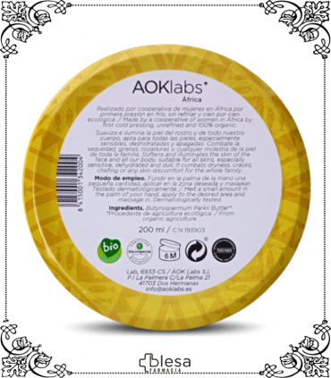 Descubre la Manteca de Karité de AOklabs Oro Africano, 200 ml de suavidad y protección.