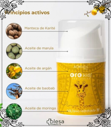 AOklabs Oro Kids: Bálsamo hidratante 50 ml, la hidratación dorada para la piel joven.