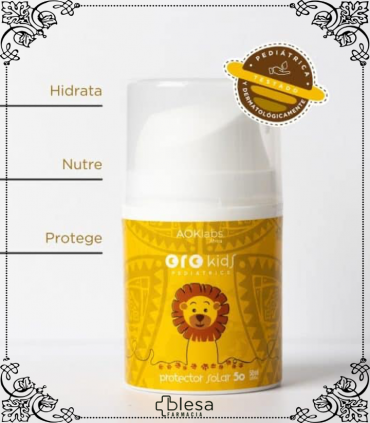 AOklabs Oro Kids: Protector solar SPF 50, 50 ml de protección dorada.