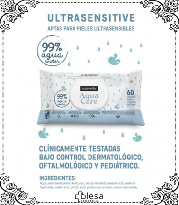 Limpieza delicada y pura: Toallitas Aqua Care de Suavinex, 99% agua.