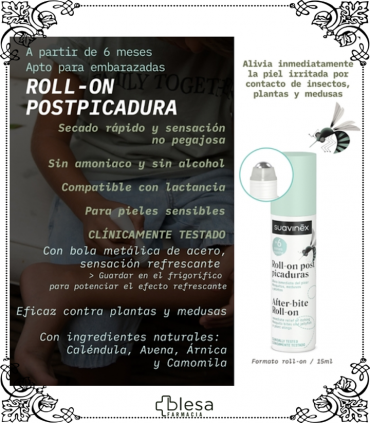 Calma en cada aplicación: Roll-On postpicaduras Suavinex, 15 ml.