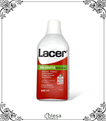 ¡Aprovecha la oferta! Lacer Antiplaca, 600 ml de frescura sin alcohol: 20% más y gratis.