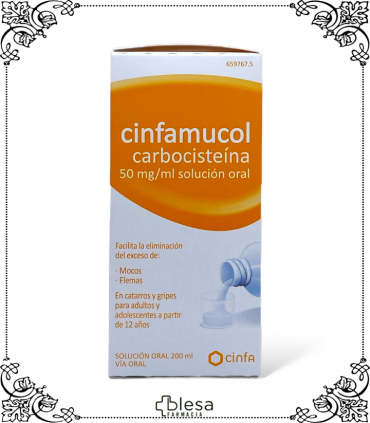 Cinfa Cinfamucol: Mucolítico con carbocisteína para eliminar mucosidad, solución oral 200 ml.