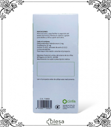 Solución Cinfa Cinfatos Expectorante: 2 mg/ml+20 mg/ml, elimina mucosidad, 200 ml.