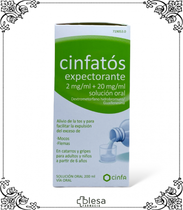 Cinfatos Expectorante 200 ml: Solución oral para facilitar la expectoración, 2 mg/ml+20 mg/ml.