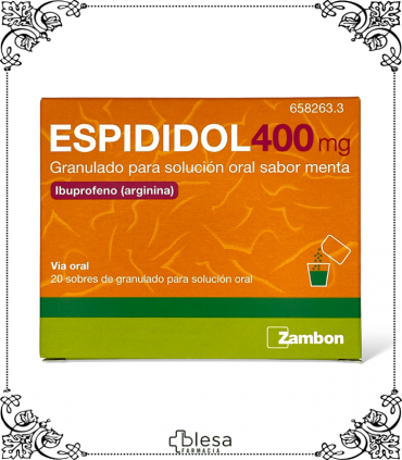 Sobres Zambon Espididol 400 mg: Tratamiento rápido para dolor, menta, 20 sobres.