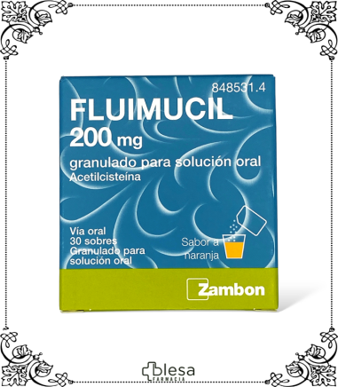 Zambon Fluimucil 200 mg: Sobres mucolíticos para eliminar mucosidad, 30 unidades.