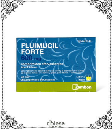 Zambon Fluimucil Forte 600 mg: 20 comprimidos efervescentes para eliminar mucosidad.