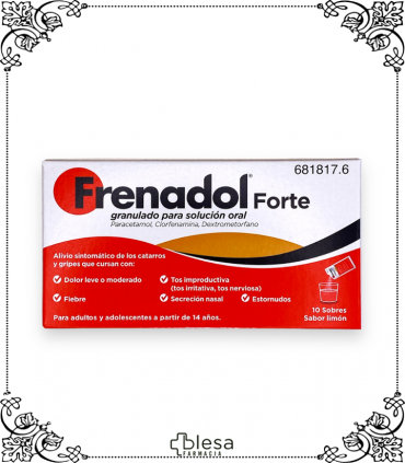 Frenadol Forte de Johnson & Johnson: Tratamiento para resfriado y gripe, 10 sobres.