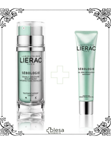 LIERAC. SEBOLOGIE DOBLE CONCENTRADO DÍA & NOCHE  PURIFICANTE 30 ML + GEL DE REGALO. Laboratorio Lierac