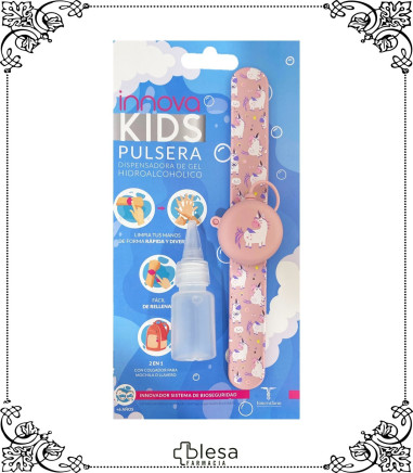 INNOVAKIDS. PULSERA HIDROALCOHÓLICA Y LLAVERO 2 EN 1 ROSA