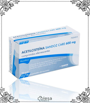 ACETILCISTEINA. SANDOZ CARE 600 MG COMPRIMIDOS EFERVESCENTES 10 COMPRIMIDOS (1). FARMACIA BLESA