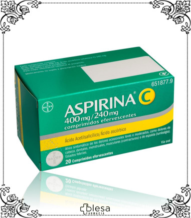 ASPIRINA C. 400 MG/240 MG COMPRIMIDOS EFERVESCENTES 10 COMPRIMIDOS (1). FARMACIA BLESA