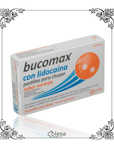 BUCOMAX. CON LIDOCAINA PASTILLAS PARA CHUPAR SABOR NARANJA 24 PASTILLAS (1). FARMACIA BLESA