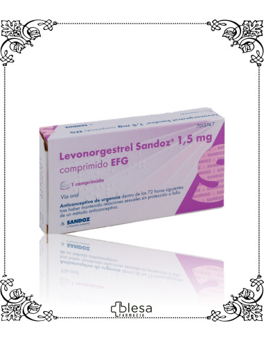 LEVONORGESTREL. SANDOZ 1,5 MG 1 COMPRIMIDO EFG (1). FARMACIA BLESA