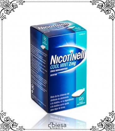 NICOTINELL. COOL MINT 2 MG CHICLE MEDICAMENTOSO 12 CHICLES (1). FARMACIA BLESA