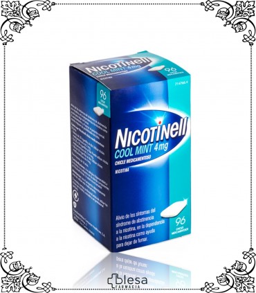 NICOTINELL. COOL MINT 4 MG CHICLE MEDICAMENTOSO 96 CHICLES (1). FARMACIA BLESA