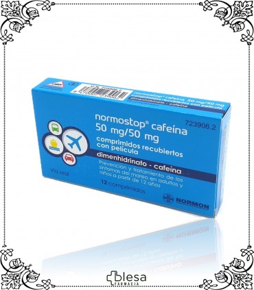 NORMOSTOP. CAFEINA 50 MG/50 MG 12 COMPRIMIDOS RECUBIERTOS CON PELICULA (1). FARMACIA BLESA