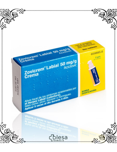 ZOVICREM LABIAL 50 MG / G CREMA 1 FRASCO DE 2 GRAMOS. (1)