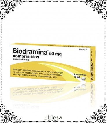 Biodramina. 50 mg 12 comprimidos