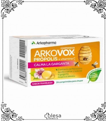 Arkopharma arkovox propolis vit C sabor frambuesa 24 comprimidos