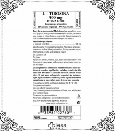 Solgar L-tirosina 500 mg 50 cápsulas (2)