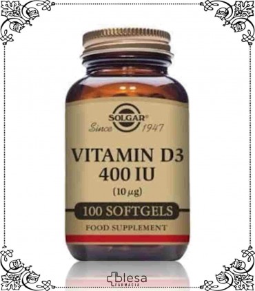 Solgar vitamina D3 400 UI 10 mcg 100 cápsulas