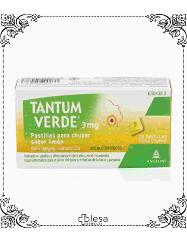 Angelini tantum verde sabor limón 20 pastillas