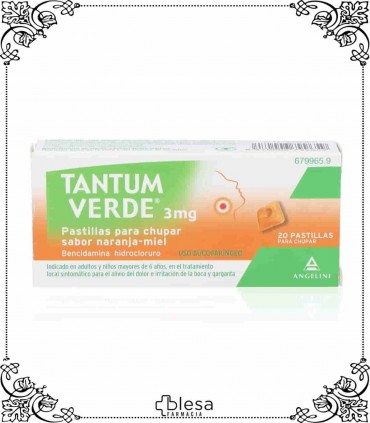 Angelini tantum verde 3 mg sabor naranja-miel 20 pastillas