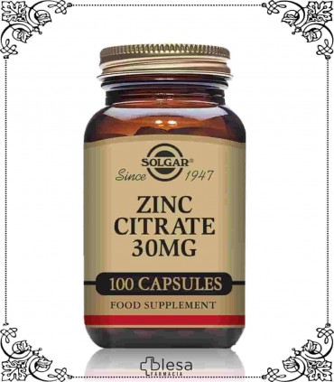 Solgar zinc citrato 30 mg 100 cápsulas
