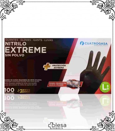 Prolite guantes nitrilo extreme negro talla L 100 unidades