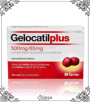 Ferrer gelocatil plus 500 mg/65 mg 20 comprimidos