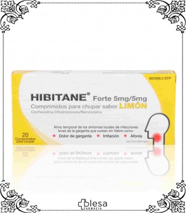 Perrigo hibitane 5 mg/5 mg sabor limón 20 comprimidos