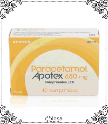 Apotex paracetamol 650 mg 40 comprimidos