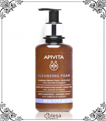 Apivita espuma limpiadora rostro y ojos 200 ml para dejar la piel suave y confortable, además posee una acción antioxidante.
