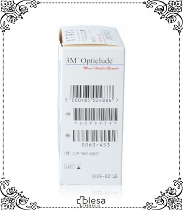 3M opticlude es un parche de papel poroso, no absorbente, color piel y de adhesión baja que permite su reposicionamiento.