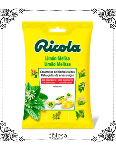 Ricola caramelo sabor limón melisa sin azúcar sobre