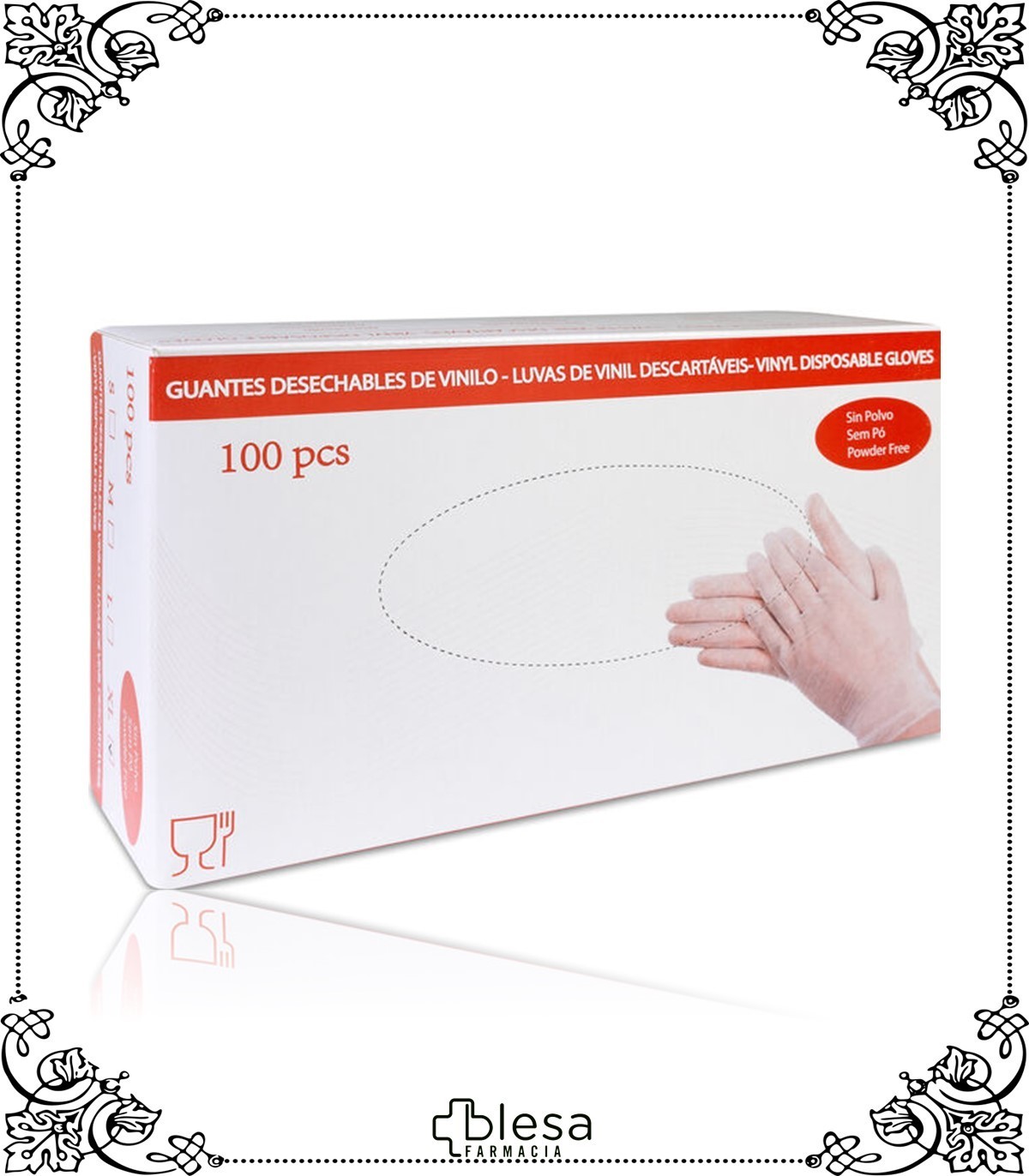 Cofares guantes de vinilo sin polvo T-L 100 unidades - Blesa Farmacia