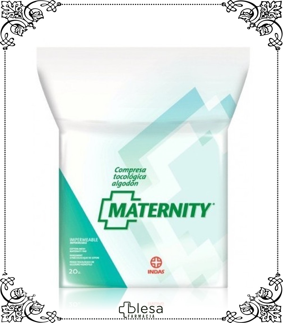 Indas Maternity Compresa Tocológica de Algodón Impermeable 20unidades