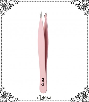 Vitry pinza de depilar Yatagan punta afilada de acero 9 cm rosa palo